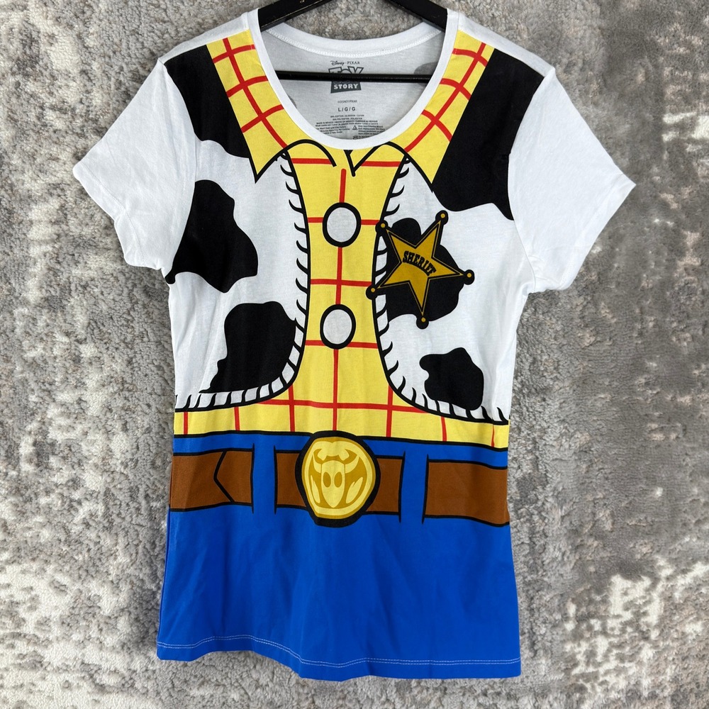 Disney Pixar Size L Woody Toy Story Costume Graphic‎ T-Shirt White Short Sleeve